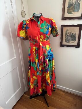 Christopher John Rogers x Target Red Floral Print Midi Shirt Dress